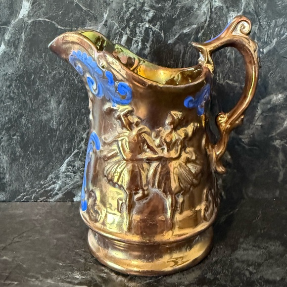 Pitcher with Ballerina Dancers and Blue Accents - Picture 1 of 12
